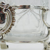 George II Sterling Silver & Cut Glass Sauce Decanters on Stand Antique 1759 London