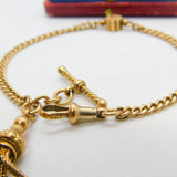 9ct Gold Albertina Watch Chain Bracelet with Tassel Fob Antique Victorian c1860