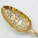 George II Sterling Silver Gilt Ivy Pattern Dessert Tablespoon Antique 1739 London
