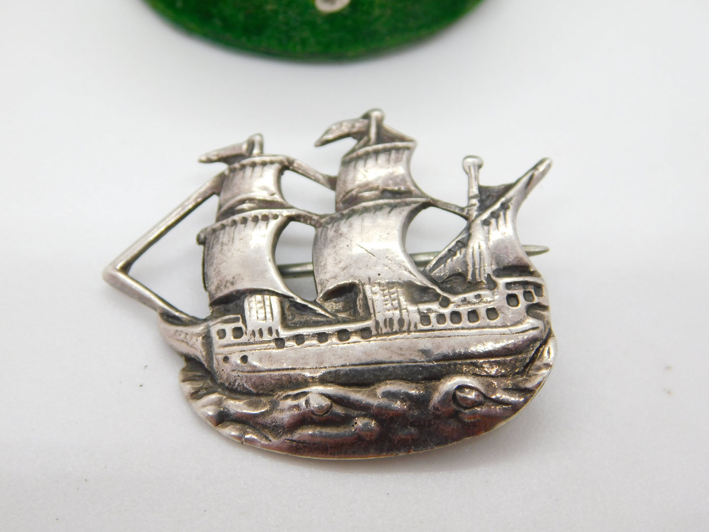 Shipton & Co. Sterling Silver Mayflower Ship Brooch 1938 Chester Antique Deco