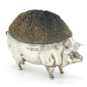Victorian Large Sterling Silver Standing Pig Pen Wipe Antique 1901 London