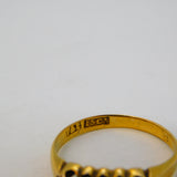 Victorian 15ct Gold, Diamond, Ruby Graduating Boat Ring Antique c1890