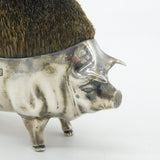 Victorian Large Sterling Silver Standing Pig Pen Wipe Antique 1901 London