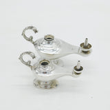 Pair of Egyptian .900 Grade Silver Graduating Table Cigar Lighters Antique c1920 Art Deco