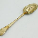 George II Sterling Silver Gilt Ivy Pattern Dessert Tablespoon Antique 1739 London