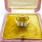 14ct Yellow Gold & Three Cabochon Opal Set Band Ring Vintage c1970