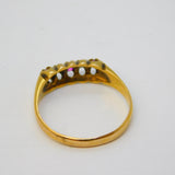 Victorian 15ct Gold, Diamond, Ruby Graduating Boat Ring Antique c1890