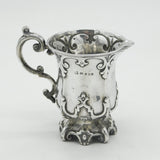 Victorian Sterling Silver Gothic Pattern Tankard Cream Jug Antique 1849 Sheffield
