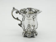 Victorian Sterling Silver Gothic Pattern Tankard Cream Jug Antique 1849 Sheffield