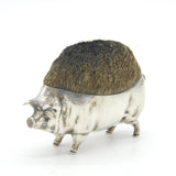 Victorian Large Sterling Silver Standing Pig Pen Wipe Antique 1901 London
