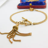 9ct Gold Albertina Watch Chain Bracelet with Tassel Fob Antique Victorian c1860
