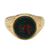 Victorian 9ct Gold Carved 'SG' Bloodstone Intaglio Signet Ring Antique c1860