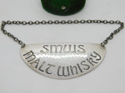 Scottish Sterling Silver 'SMWS Malt Whisky' Decanter Label Vintage 1988