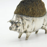 Victorian Large Sterling Silver Standing Pig Pen Wipe Antique 1901 London