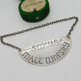 Scottish Sterling Silver 'SMWS Malt Whisky' Decanter Label Vintage 1988