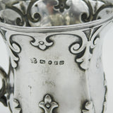 Victorian Sterling Silver Gothic Pattern Tankard Cream Jug Antique 1849 Sheffield