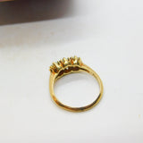 14ct Yellow Gold & Three Cabochon Opal Set Band Ring Vintage c1970