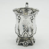 Victorian Sterling Silver Gothic Pattern Tankard Cream Jug Antique 1849 Sheffield