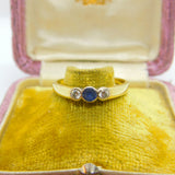 18ct Yellow Gold, Sapphire & Diamond Set Band Ring 2000 Sheffield Vintage