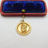 9ct Yellow Gold St Christopher Patron of Travel Pendant 1975 Birmingham