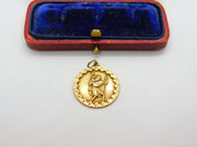 9ct Yellow Gold St Christopher Patron of Travel Pendant 1975 Birmingham