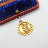9ct Yellow Gold St Christopher Patron of Travel Pendant 1975 Birmingham