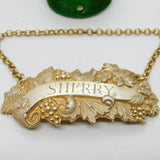 Victorian Sterling Silver Gilt Sherry Decanter Label Vintage 1879 Birmingham