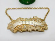 Victorian Sterling Silver Gilt Sherry Decanter Label Vintage 1879 Birmingham