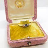18ct Yellow Gold, Sapphire & Diamond Set Band Ring 2000 Sheffield Vintage