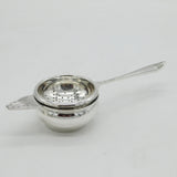 Sterling Silver Long-Handled Tea Strainer & Bowl Set Antique 1936 Art Deco