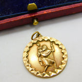 9ct Yellow Gold St Christopher Patron of Travel Pendant 1975 Birmingham