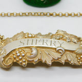 Victorian Sterling Silver Gilt Sherry Decanter Label Vintage 1879 Birmingham
