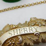 Victorian Sterling Silver Gilt Sherry Decanter Label Vintage 1879 Birmingham