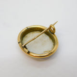 Victorian 9ct Gold Mounted Porcelain Regency Musician Brooch Antique c1860