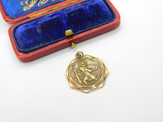 9ct Yellow Gold St Christopher Patron of Travel Pendant 1979 Birmingham Vintage