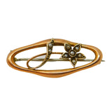 Edwardian 9ct Rose Gold & Seed Pearl 'J' Sweetheart Brooch Antique 1910 Birmingham
