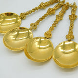 19th Century Set of Four Gold Plated Decorative Apostle Tablespoons Antique c1880