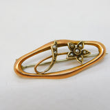 Edwardian 9ct Rose Gold & Seed Pearl 'J' Sweetheart Brooch Antique 1910 Birmingham