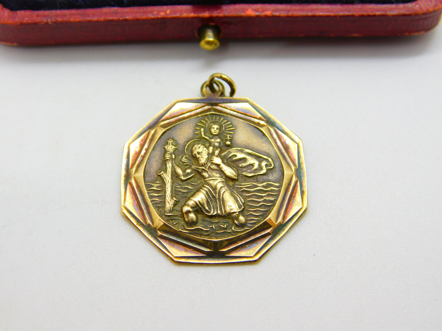 9ct Yellow Gold St Christopher Patron of Travel Pendant 1979 Birmingham Vintage