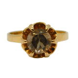 9ct Yellow Gold & Smoky Quartz Floral Cluster Ring Vintage 1977 London