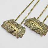 George III Sterling Silver Gilt Port & Sherry Decanter Label Pair Antique 1814 Birmingham