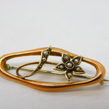 Edwardian 9ct Rose Gold & Seed Pearl 'J' Sweetheart Brooch Antique 1910 Birmingham