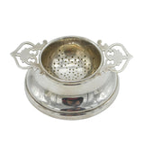 Sterling Silver Floral Handled Tea Strainer & Bowl Vintage 1966 Birmingham