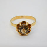 9ct Yellow Gold & Smoky Quartz Floral Cluster Ring Vintage 1977 London