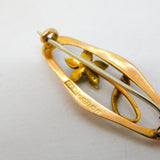 Edwardian 9ct Rose Gold & Seed Pearl 'J' Sweetheart Brooch Antique 1910 Birmingham