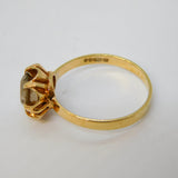 9ct Yellow Gold & Smoky Quartz Floral Cluster Ring Vintage 1977 London