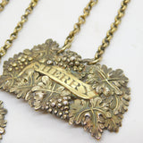 George III Sterling Silver Gilt Port & Sherry Decanter Label Pair Antique 1814 Birmingham