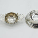 Sterling Silver Floral Handled Tea Strainer & Bowl Vintage 1966 Birmingham