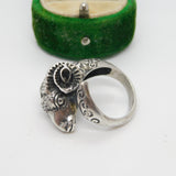 .800 Silver Aries the Ram Crossover Statement Ring Vintage c1960