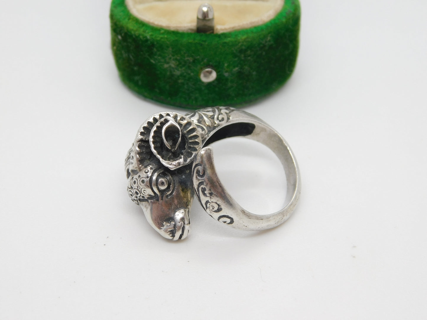 .800 Silver Aries the Ram Crossover Statement Ring Vintage c1960